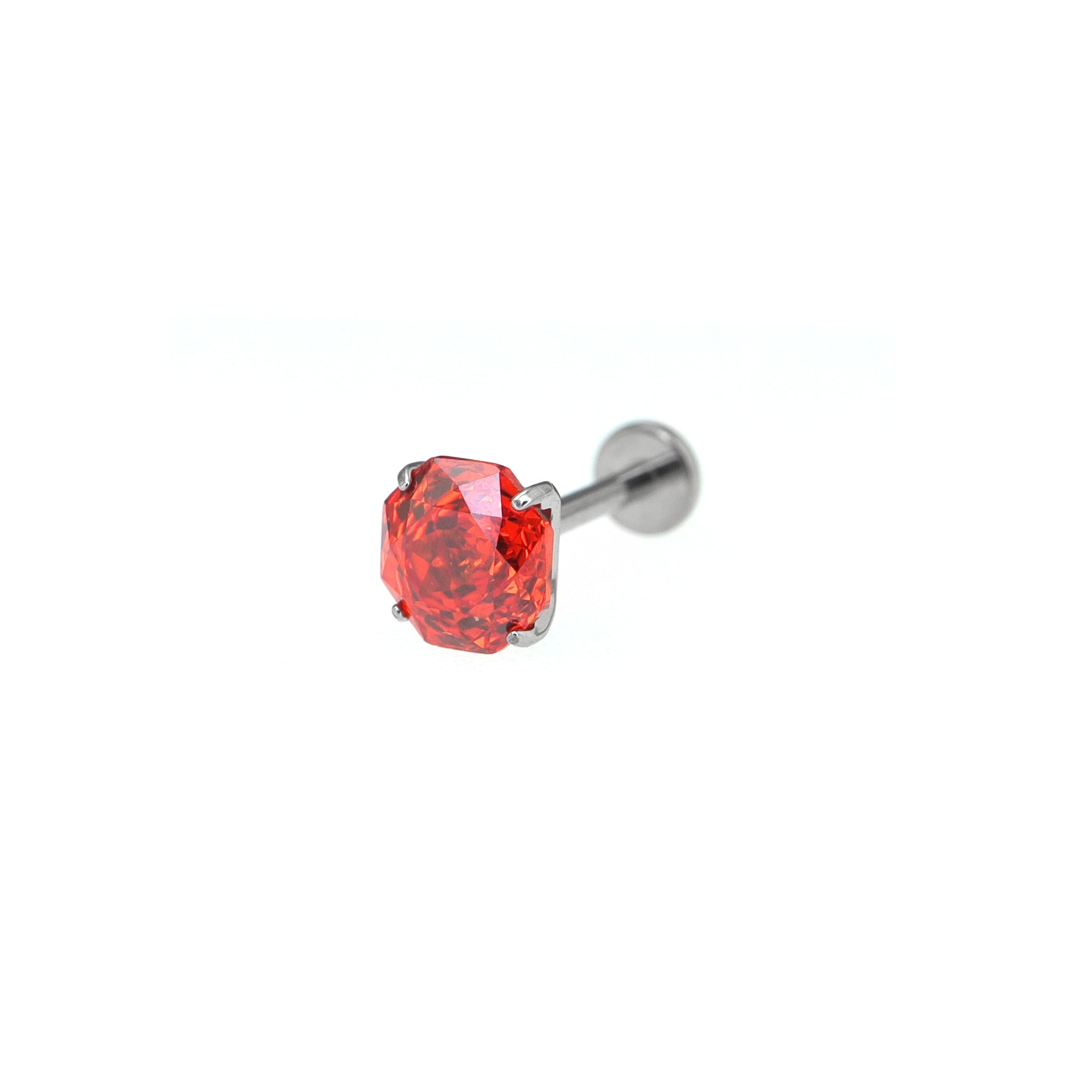 6mm Rose-Cut CZ Internally Threaded Sparkling Titanium Stud
