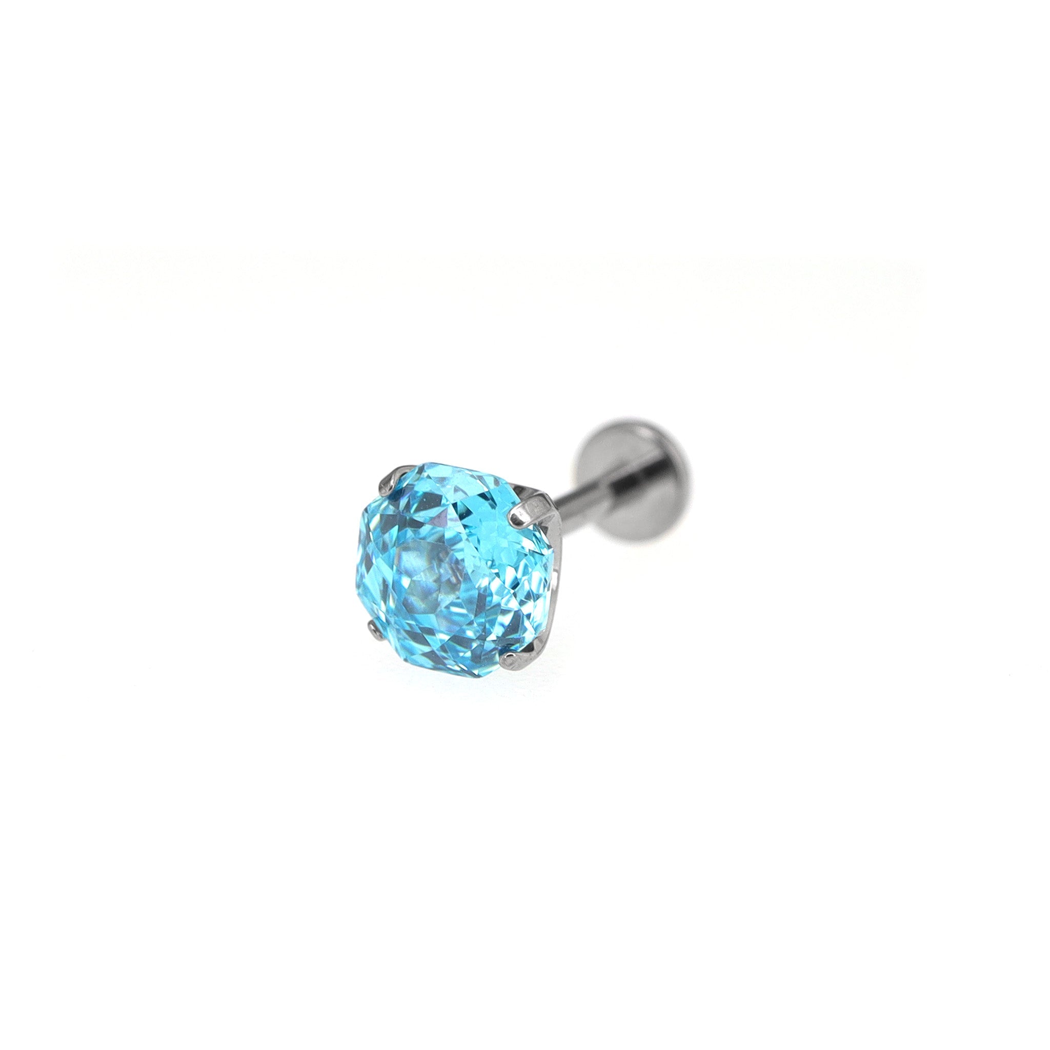 6mm Rose-Cut CZ Internally Threaded Sparkling Titanium Stud