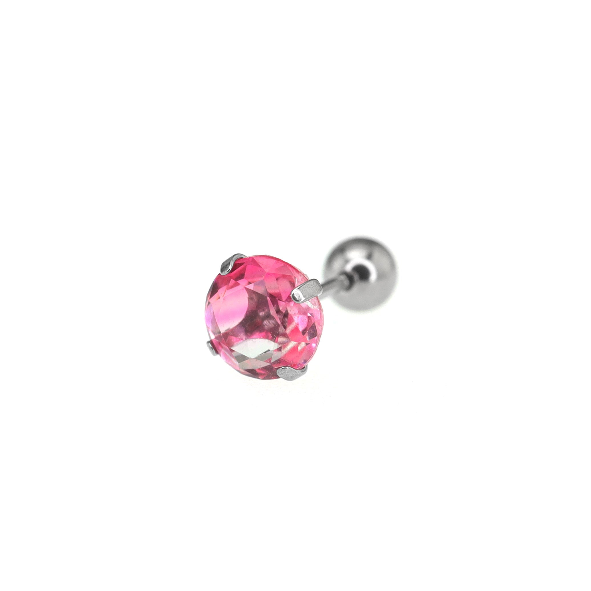 Round Gradient Tourmaline CZ Titanium Ear Studs
