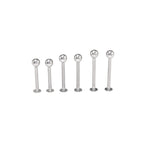 6PCS Flat Back Stainless Steel Tongue Stud Set