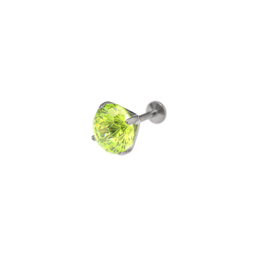8mm Green Firework-Cut CZ Titanium Ear Studs