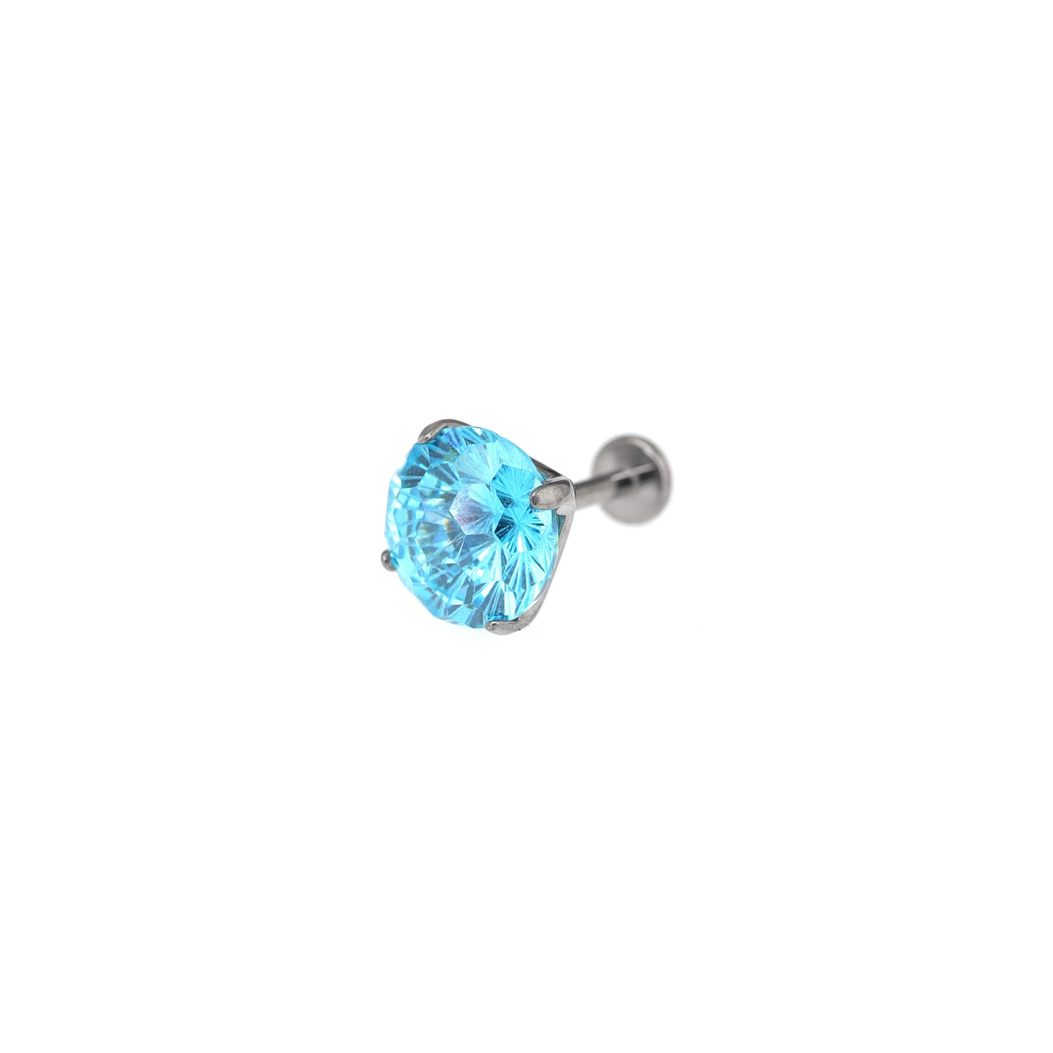 8mm Firework-Cut CZ Titanium Ear Studs