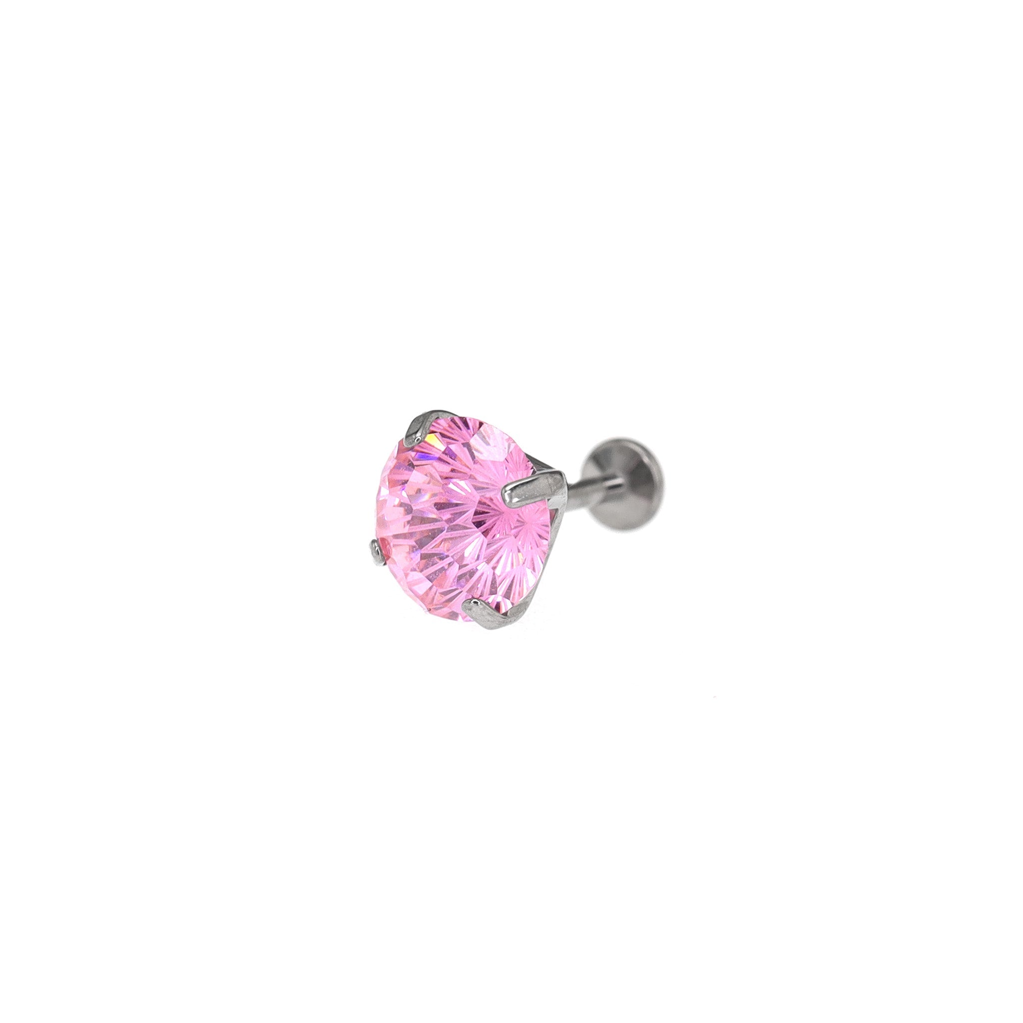 8mm Firework-Cut CZ Titanium Ear Studs