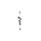 Engraved Coiled Serpent Stainless Steel Industrial Barbell