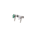 Bamboo  Leaf  CZ Internally Threaded Titanium Studs