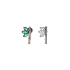Bamboo  Leaf  CZ Internally Threaded Titanium Studs