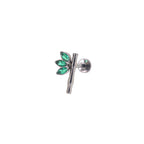 Bamboo  Leaf  CZ Internally Threaded Titanium Studs