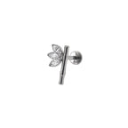 Bamboo  Leaf  CZ Internally Threaded Titanium Studs