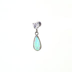 Heart CZ & Opal Teardrop Dangle Titanium Ear Studs
