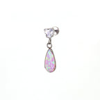 Heart CZ & Opal Teardrop Dangle Titanium Ear Studs