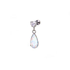 Heart CZ & Opal Teardrop Dangle Titanium Ear Studs