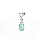 Heart CZ & Opal Teardrop Dangle Titanium Ear Studs