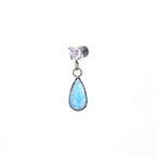 Heart CZ & Opal Teardrop Dangle Titanium Ear Studs