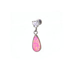 Heart CZ & Opal Teardrop Dangle Titanium Ear Studs
