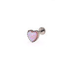 Bezel Rainbow Heart Opal Internally Threaded Titanium Studs