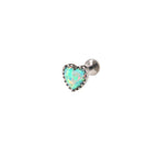 Bezel Rainbow Heart Opal Internally Threaded Titanium Studs