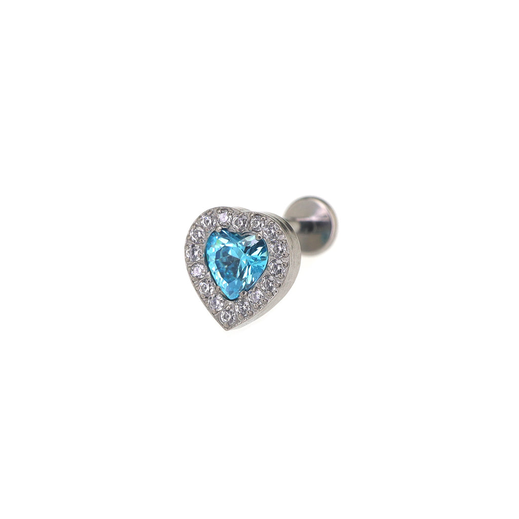 Micro-Pave Heart CZ Internally Threaded Titanium Studs