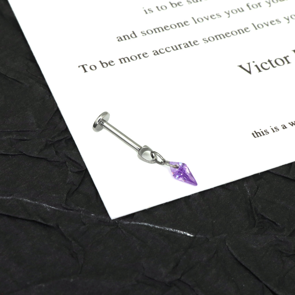 Rainbow Diamond CZ Pendant Internally Threaded Titanium Studs