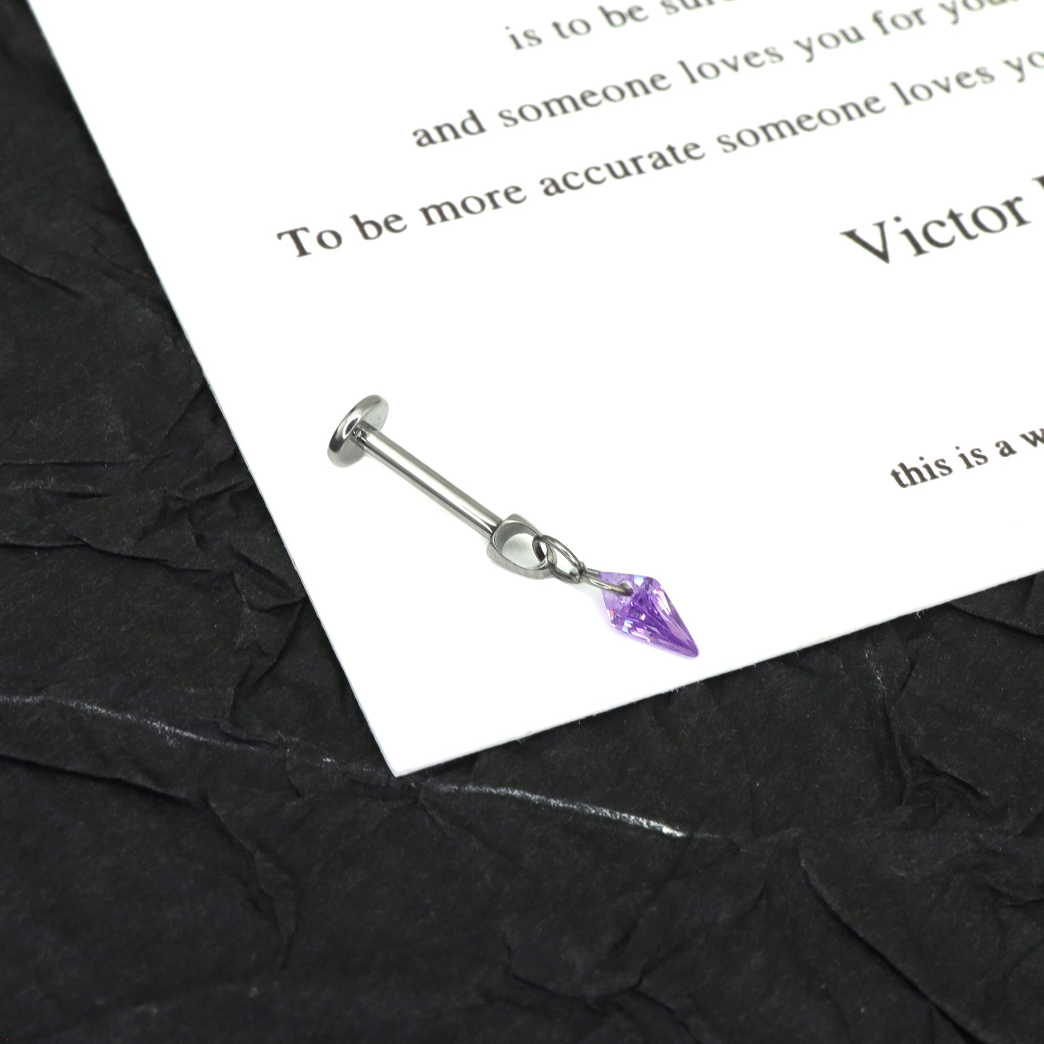 Rainbow Diamond CZ Pendant Internally Threaded Titanium Studs