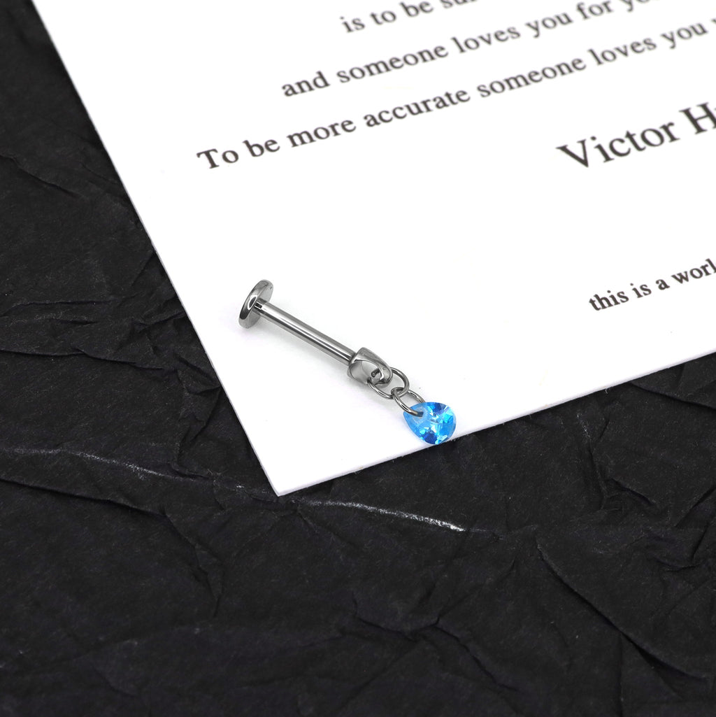 Rainbow Teardrop CZ Pendant Internally Threaded Titanium Studs