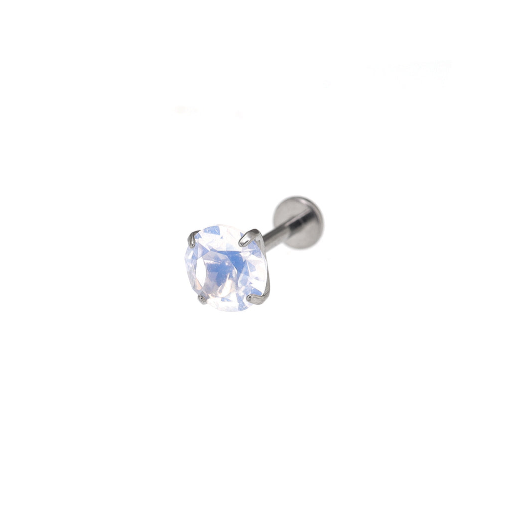 Satin Finish CZ Titanium Ear Studs