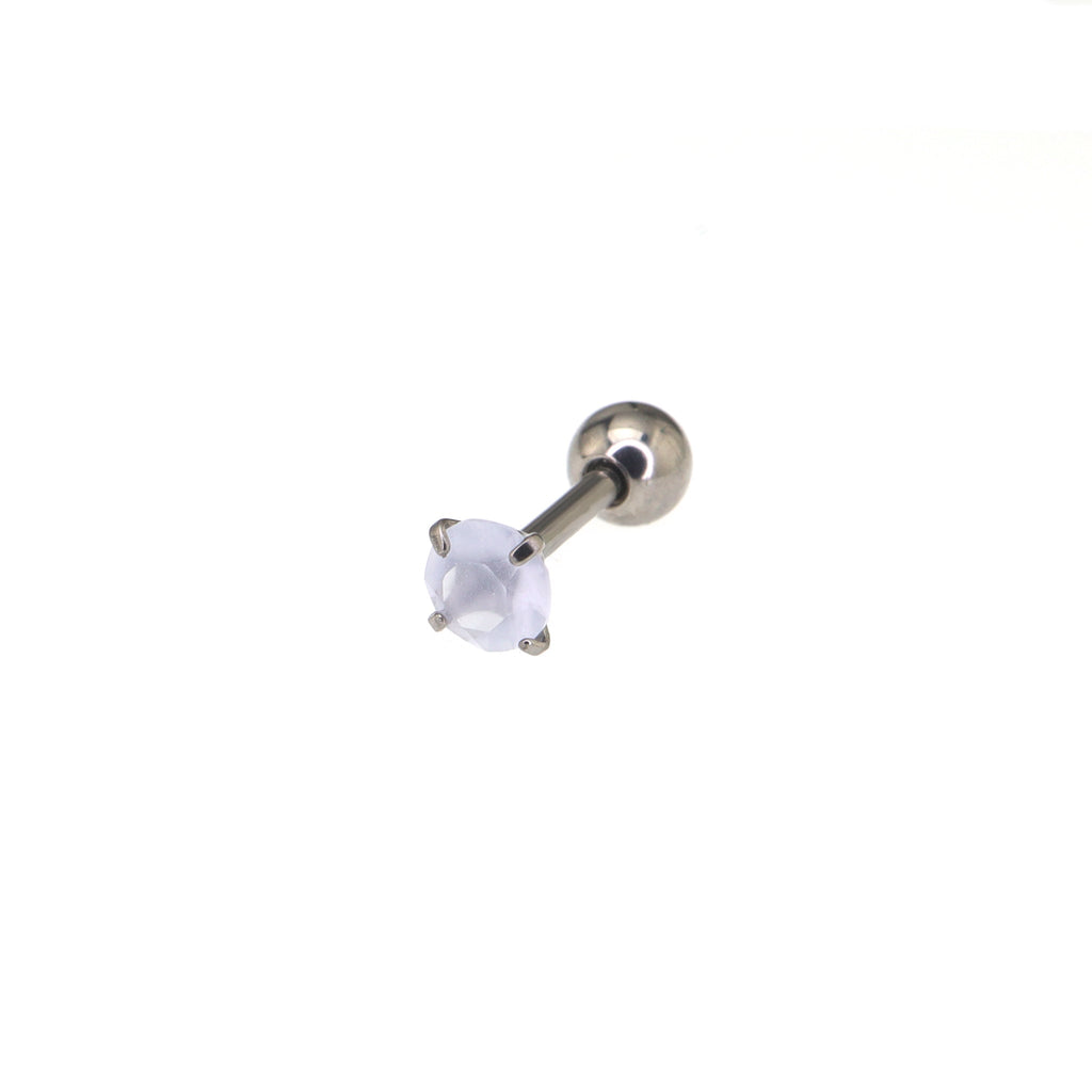Satin Finish CZ Externally Threaded stainless steel Ear Studs