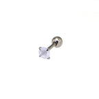 Satin Finish CZ Externally Threaded stainless steel Ear Studs