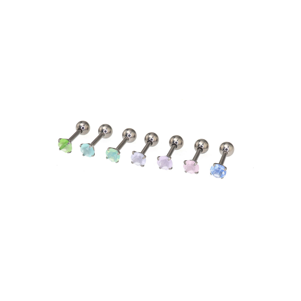 Satin Finish CZ Externally Threaded stainless steel Ear Studs