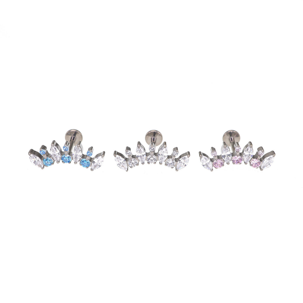 Fan Marquise-Cut CZ Titanium Ear Studs