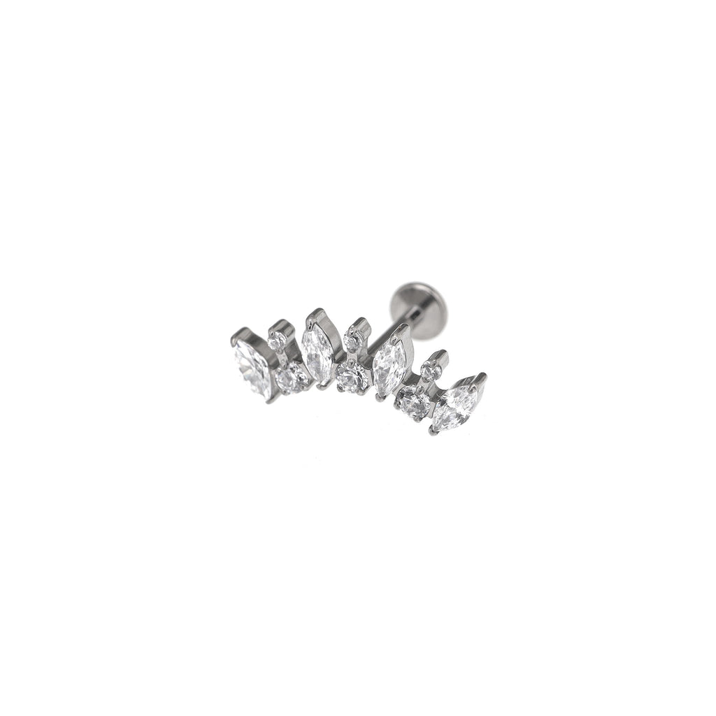 Fan Marquise-Cut CZ Titanium Ear Studs