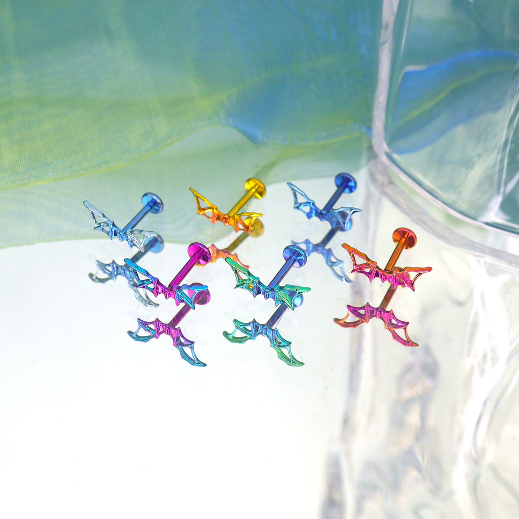 Openwork Bat Wing Internally Threaded Titanium Studs