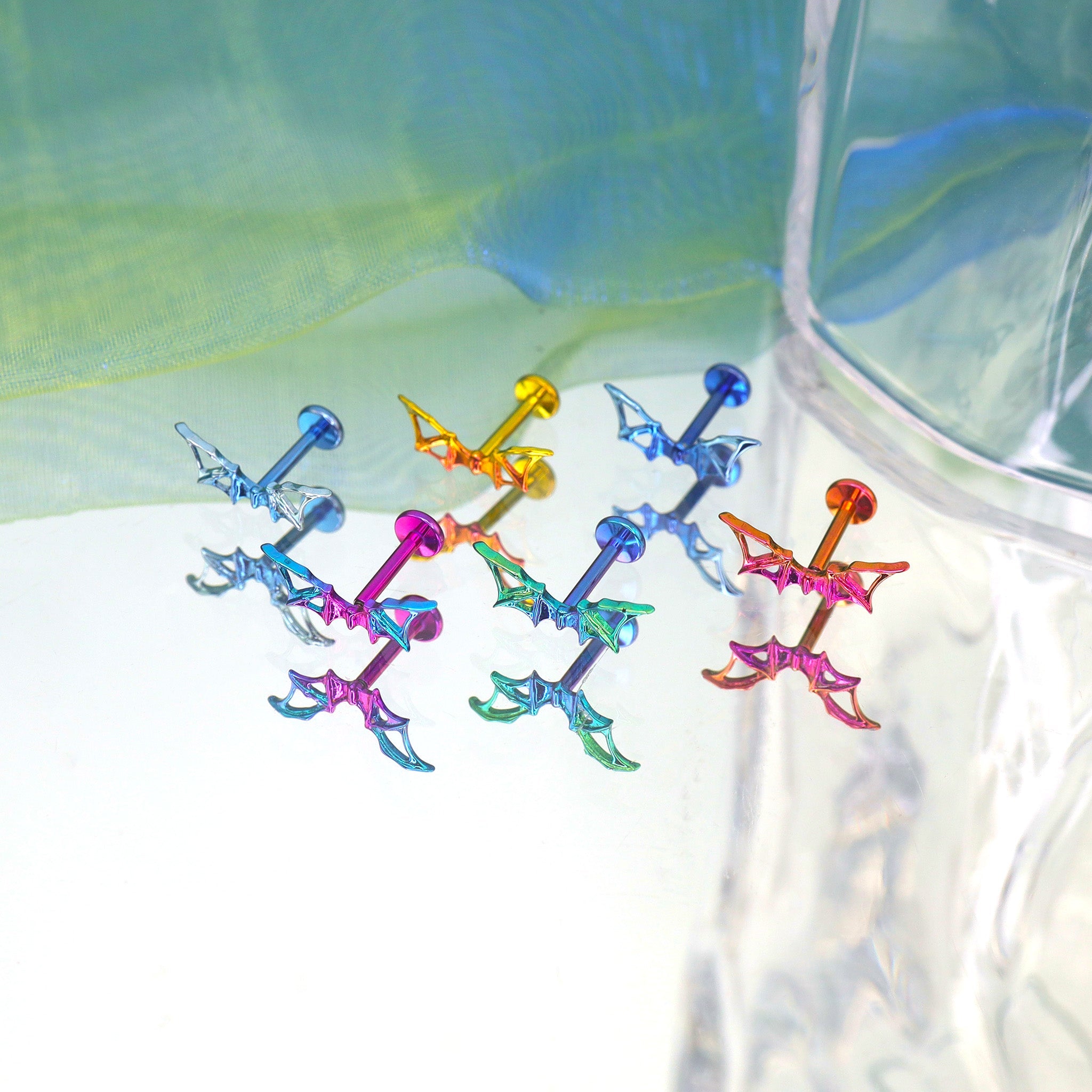 Openwork Bat Wing Internally Threaded Titanium Studs