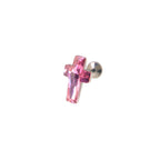 CZ Cross Internally Threaded Titanium Ear Studs
