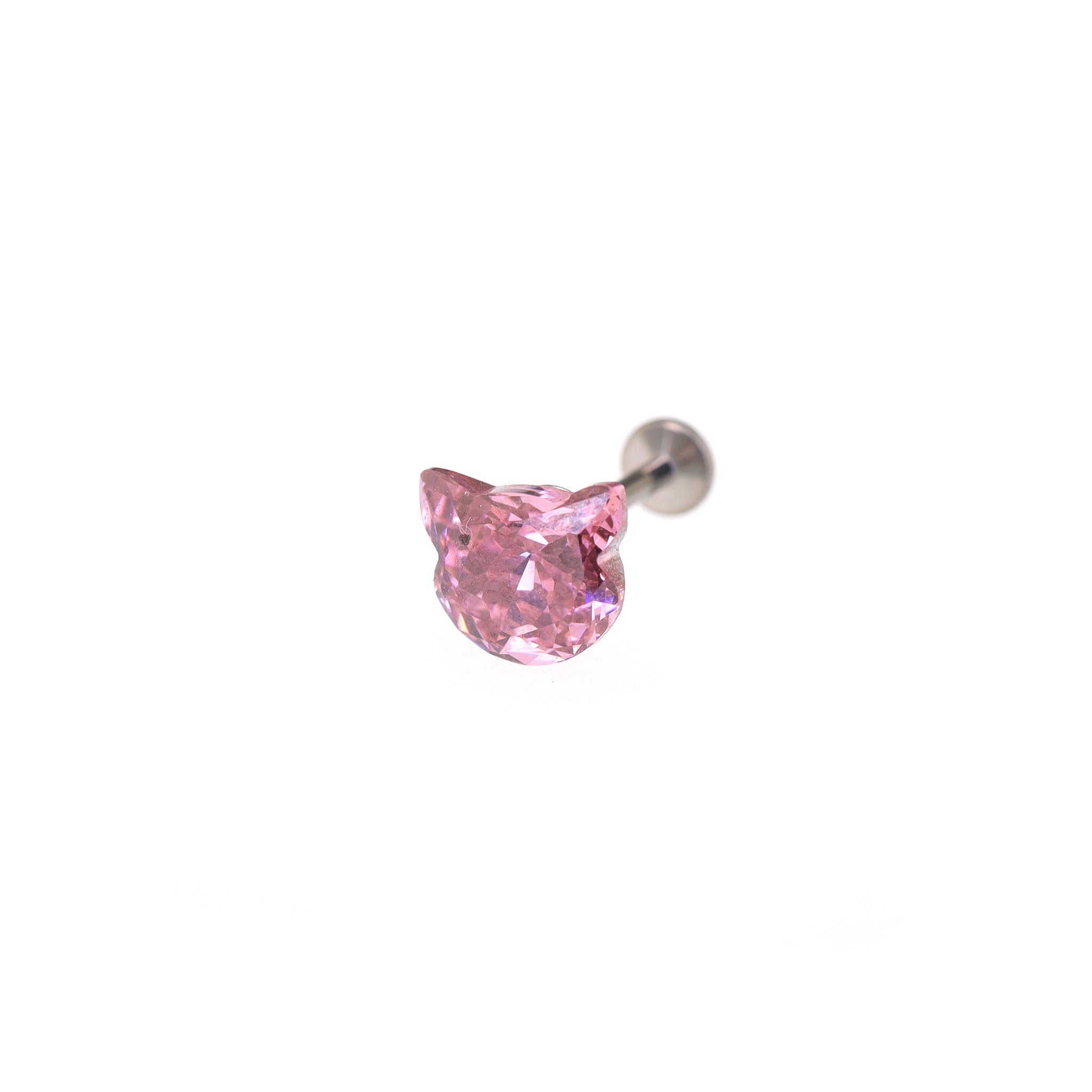 High-Shine CZ Cat Head Internally Threaded Titanium Studs