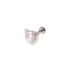 High-Shine CZ Cat Head Internally Threaded Titanium Studs