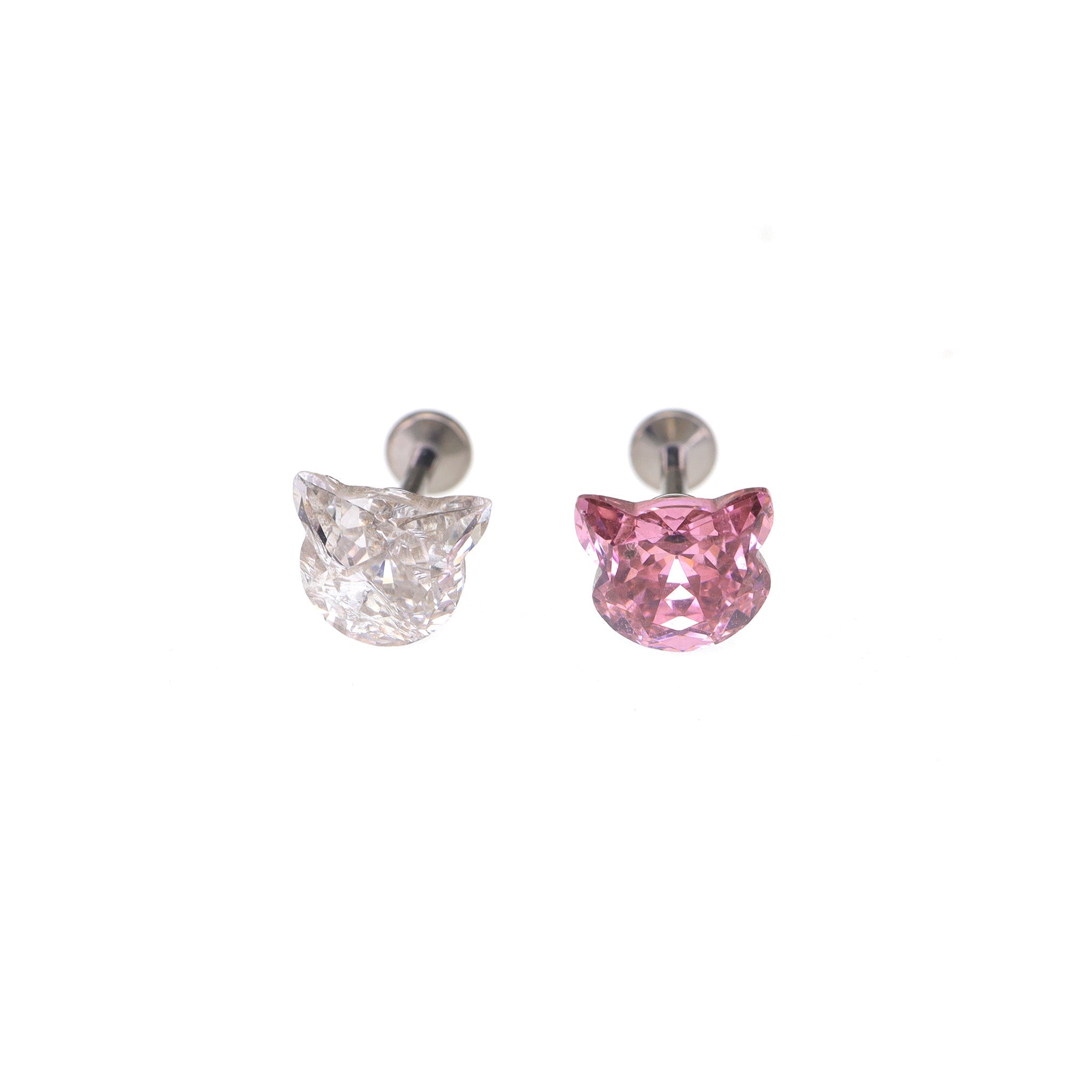 High-Shine CZ Cat Head Internally Threaded Titanium Studs
