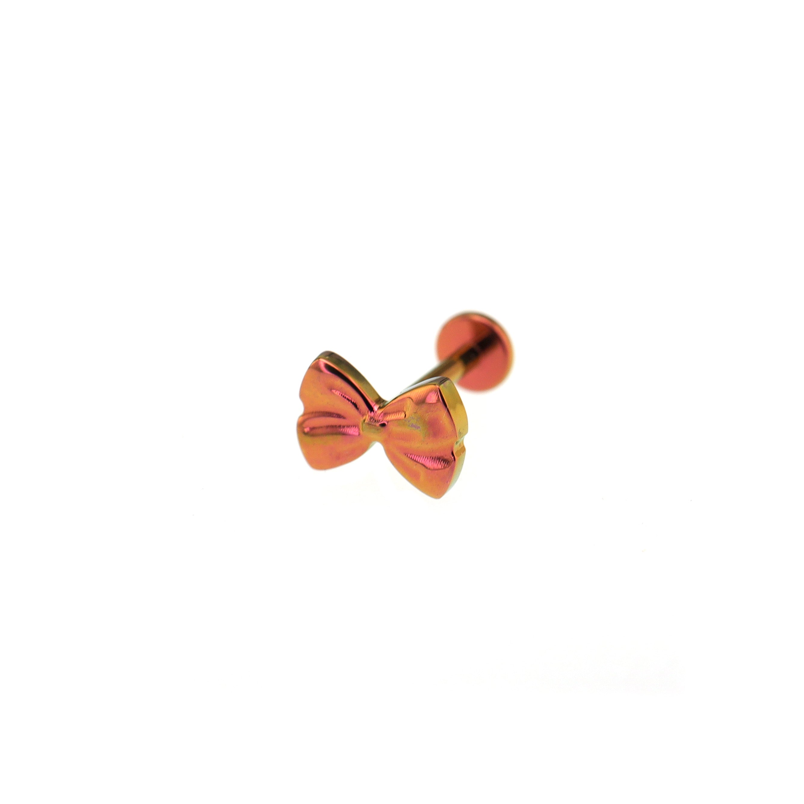 3D Cute Bow Internally Threaded Titanium Stud