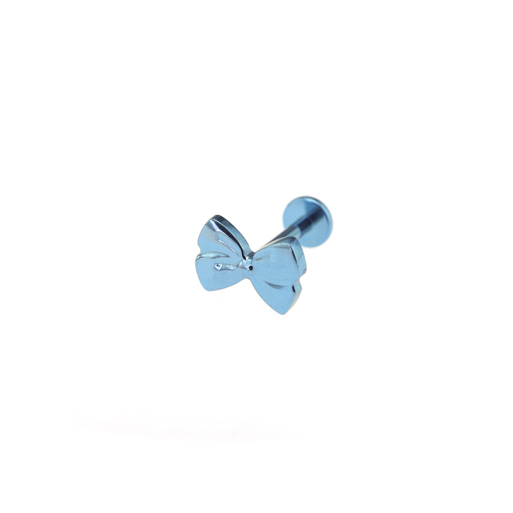 3D Cute Bow Internally Threaded Titanium Stud