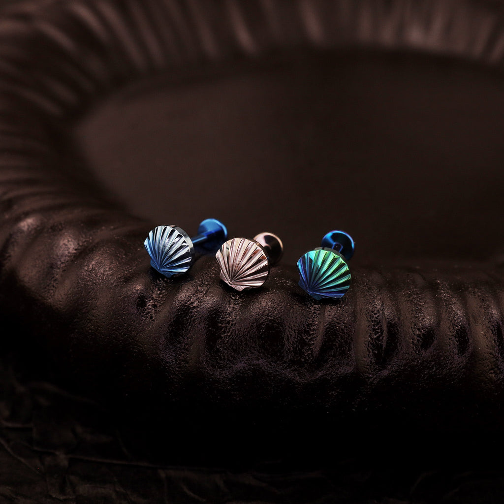 3D Engraved Shell Internally Threaded Titanium Studs