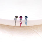 Mini CZ Pendant Spike Internally Threaded Titanium Studs