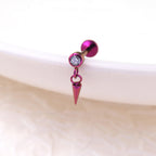 Mini CZ Pendant Spike Internally Threaded Titanium Studs