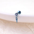 Mini CZ Pendant Spike Internally Threaded Titanium Studs