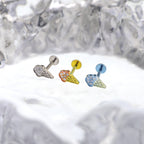 CZ Ice Cream Cone Internally Threaded Titanium Ear Studs