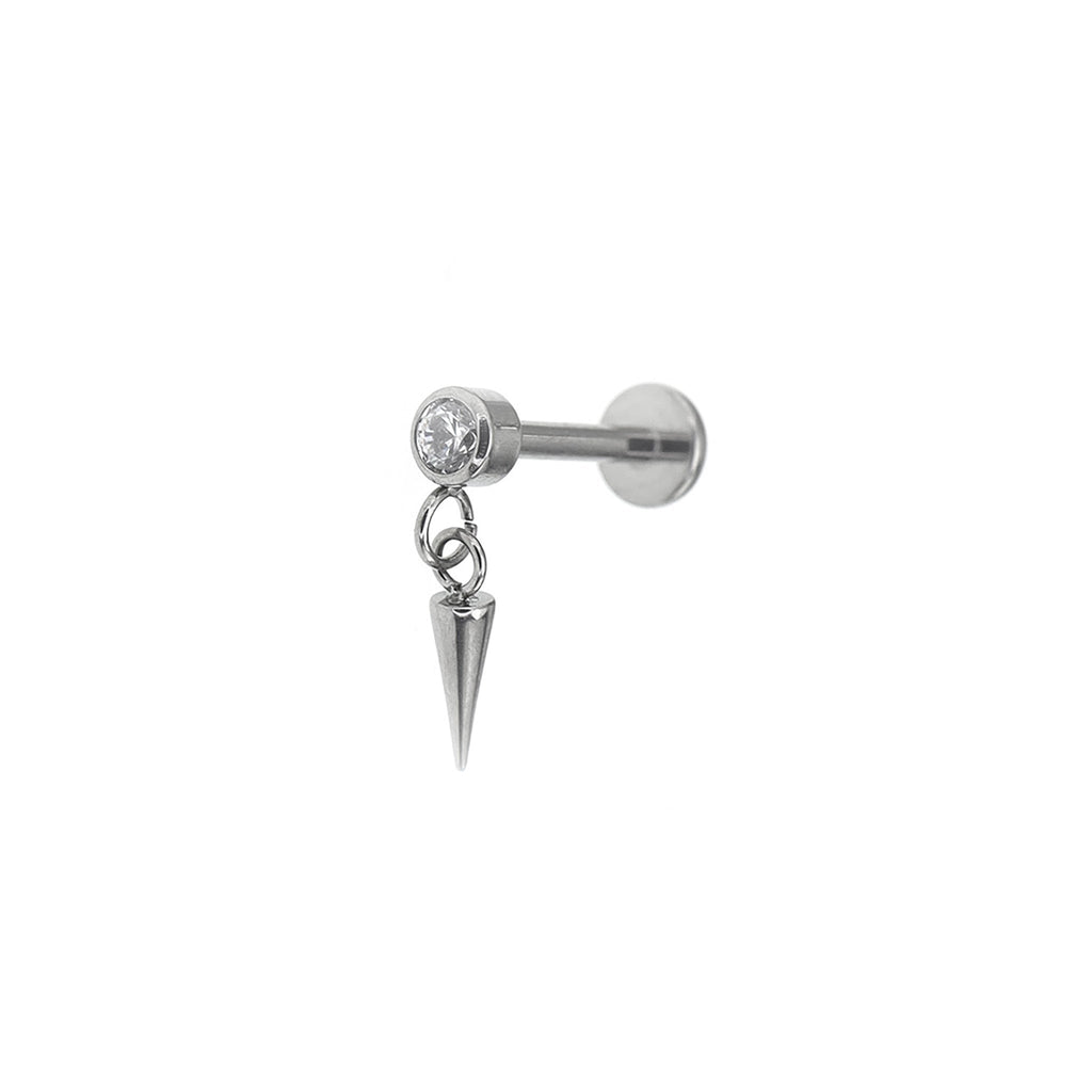 Mini CZ Pendant Spike Internally Threaded Titanium Studs