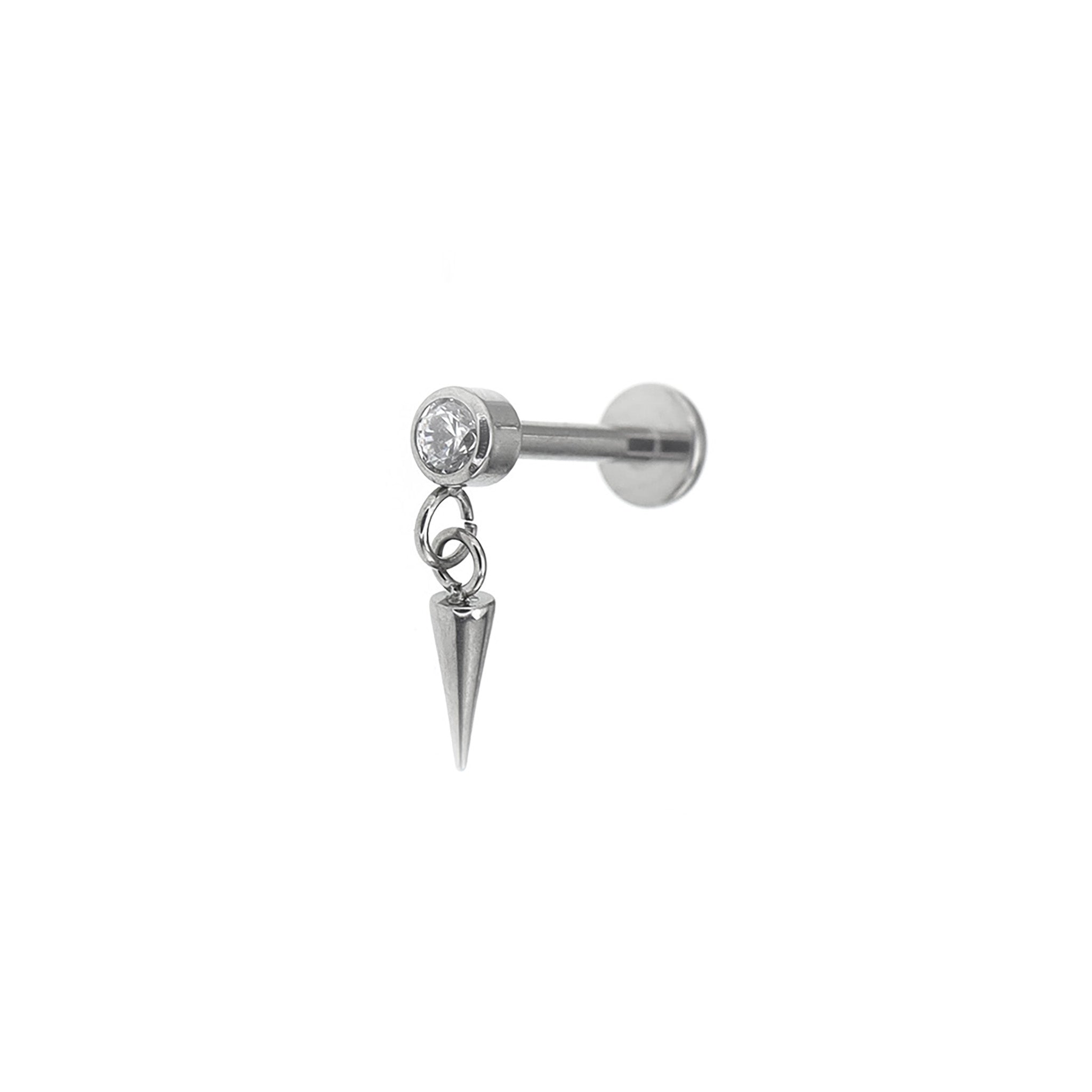 Mini CZ Pendant Spike Internally Threaded Titanium Studs