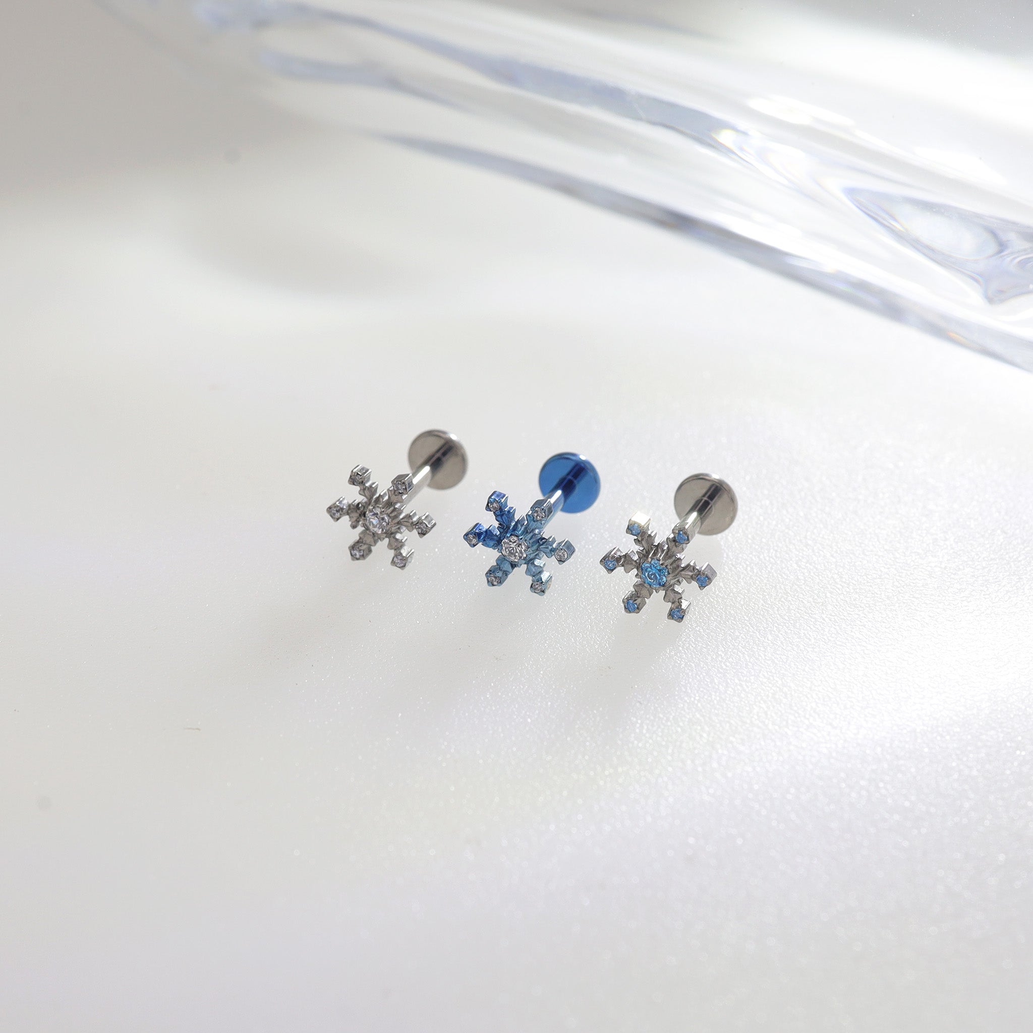 Mini CZ Snowflake Internally Threaded Titanium Studs