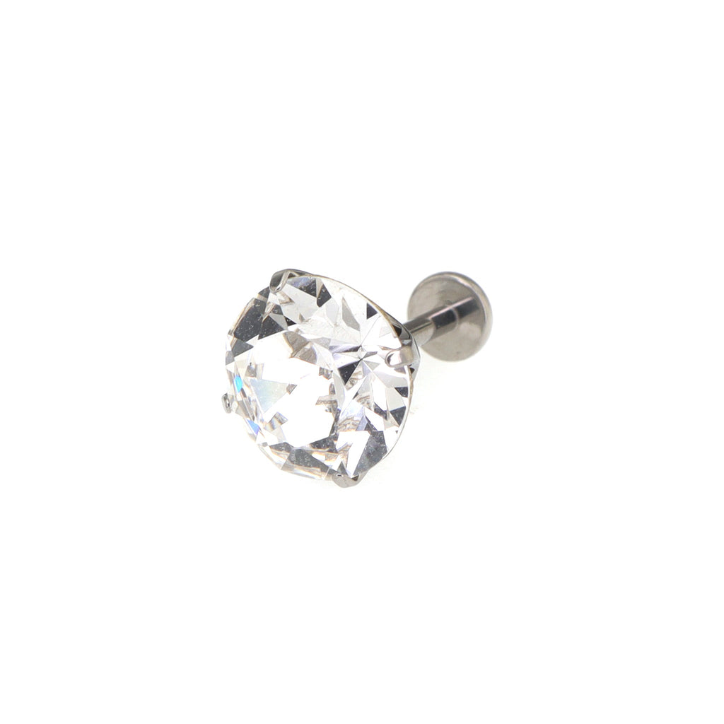 20G Thin Gauge High-Shine Crystal Titanium Ear Studs