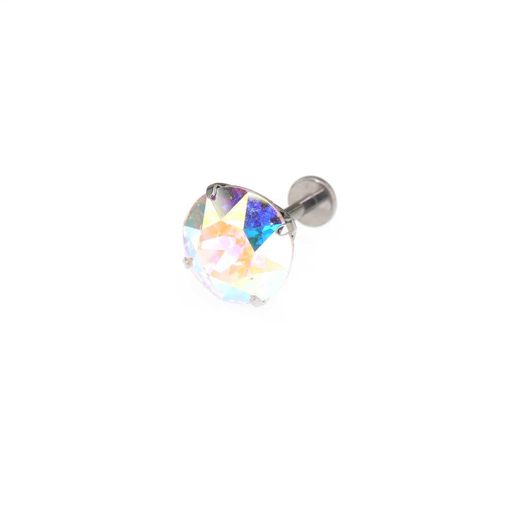 Curved Base High-Shine Swarovski Crystal Internally Threaded Titanium Ear Studs