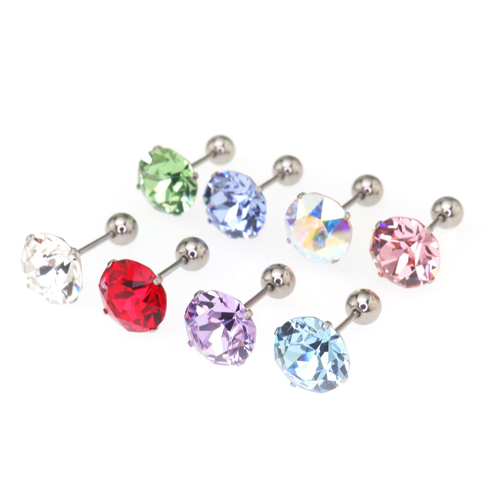20G Thin Gauge High-Shine Crystal Titanium Ear Studs