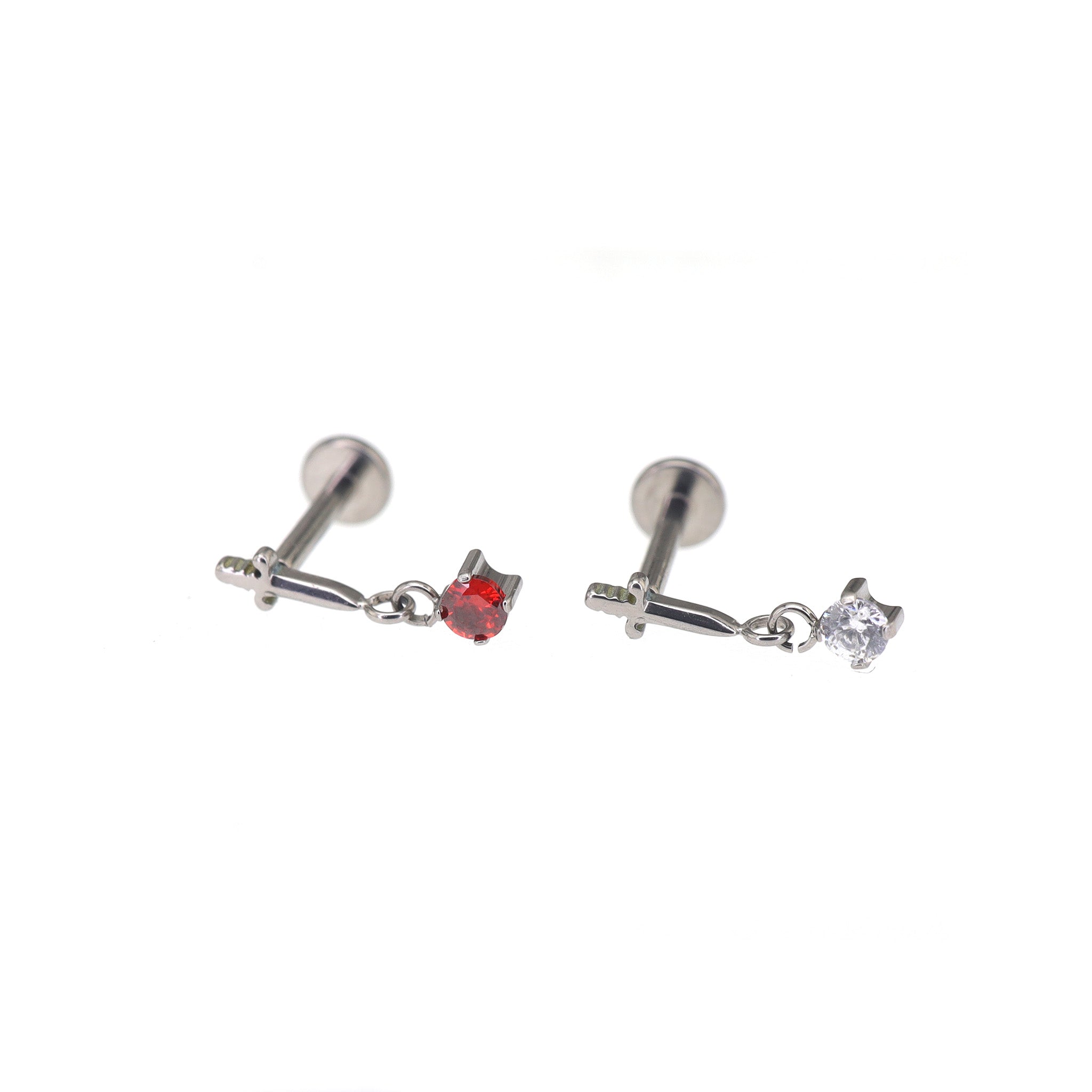 Mini Dagger Pendant CZ Titanium Ear Studs